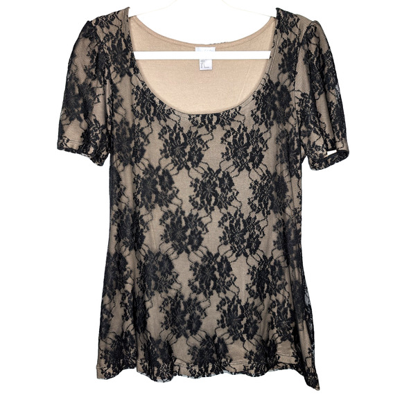 VTG Y2K H&M Black Floral Lace Whimsigoth Dark Fairy Victorian Sheer Layered Top - Picture 1 of 7